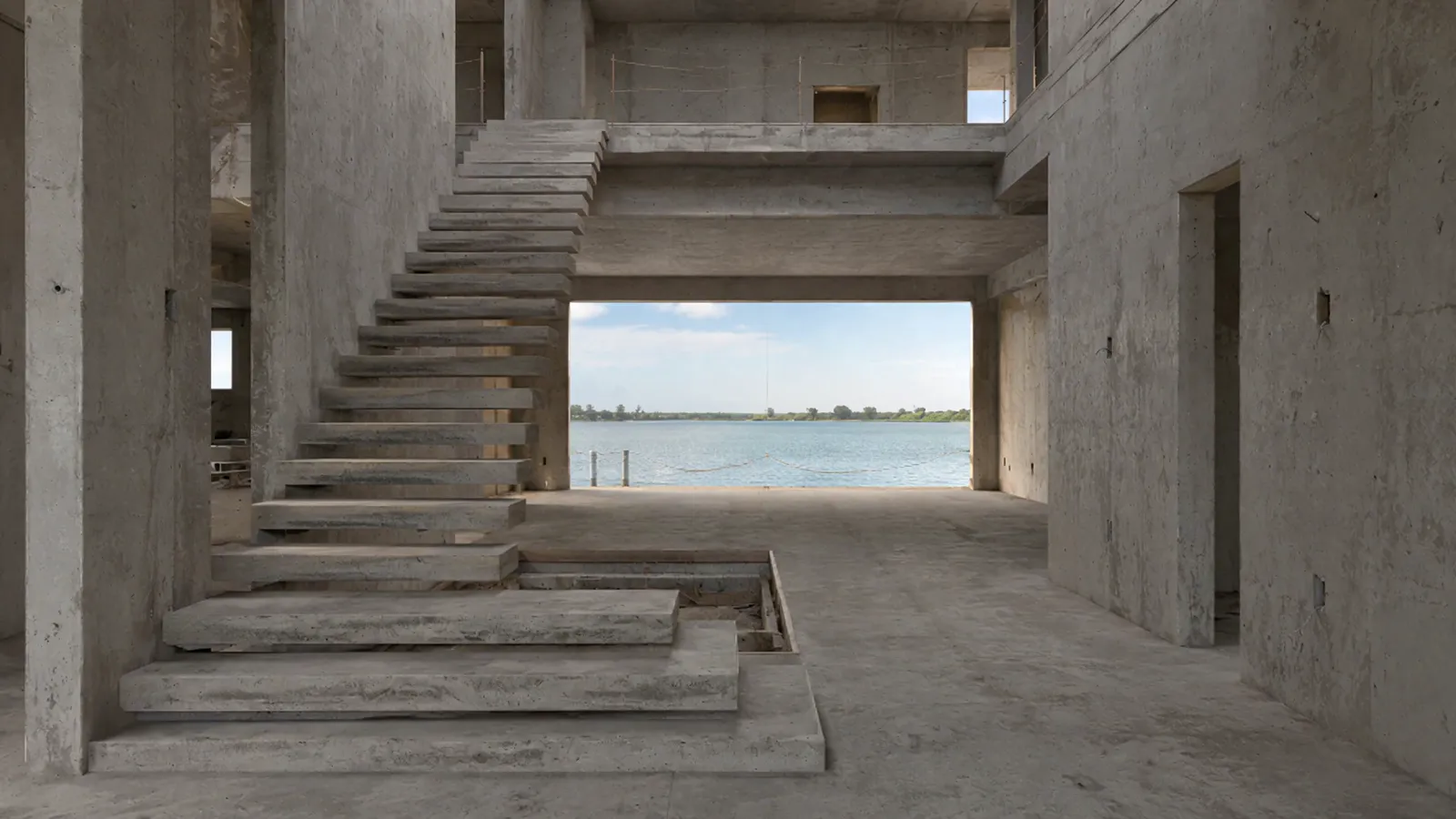 The stair, straight on.