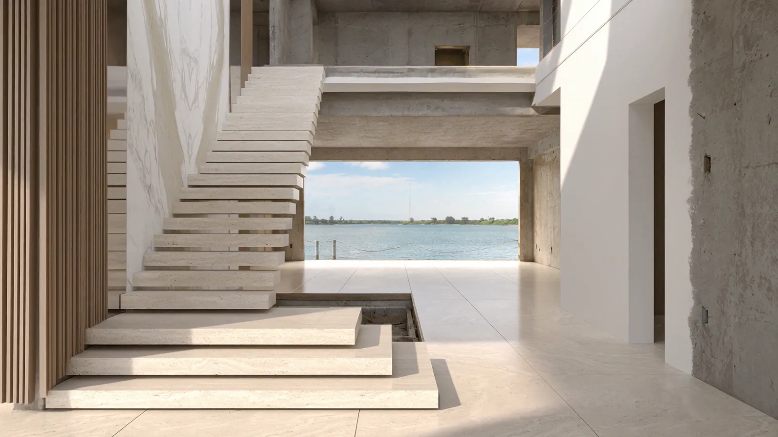 Walls turn white. Glass takes the rail.